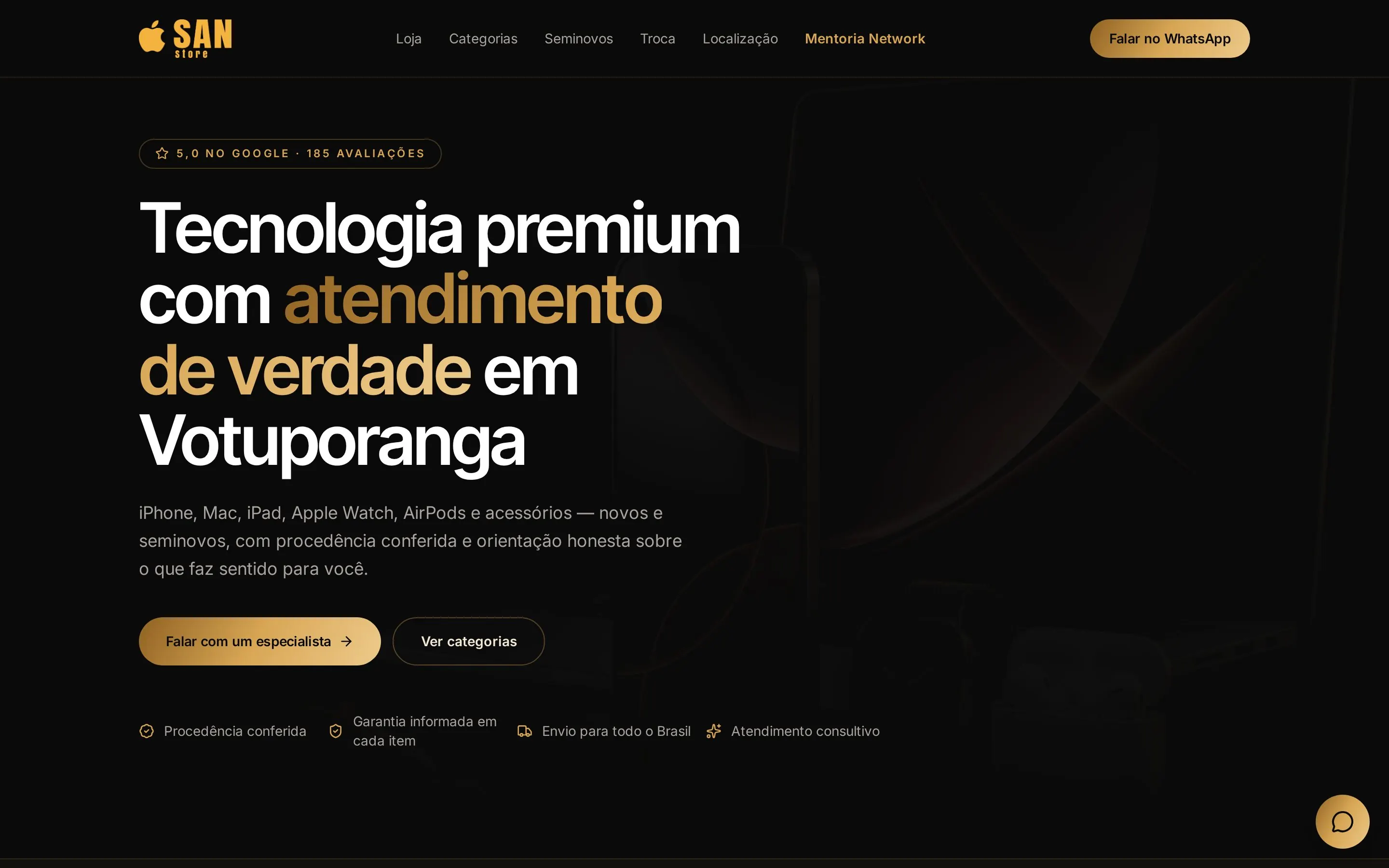 Página inicial do site da SAN Store em desktop e celular